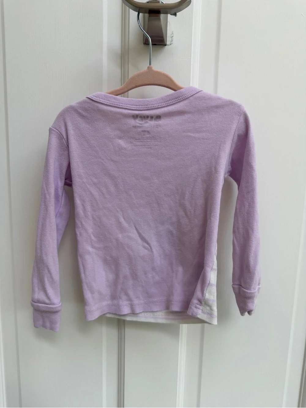Bluey Girls 4T White Purple Stripe Keepy Uppy Bingo Long Sleeve Pajama Top